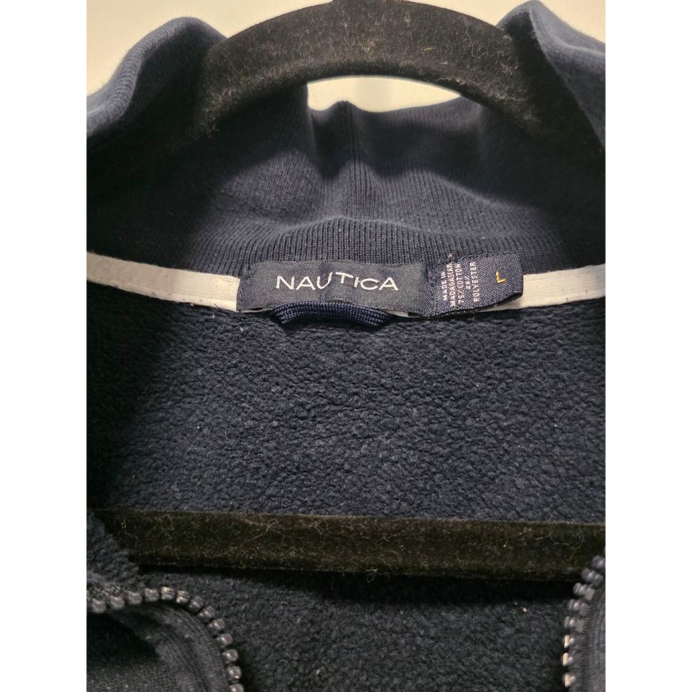 Men's Nautica Navy White Plaid 1/4 Zip Sweatshirt L - Picture 5 of 7
